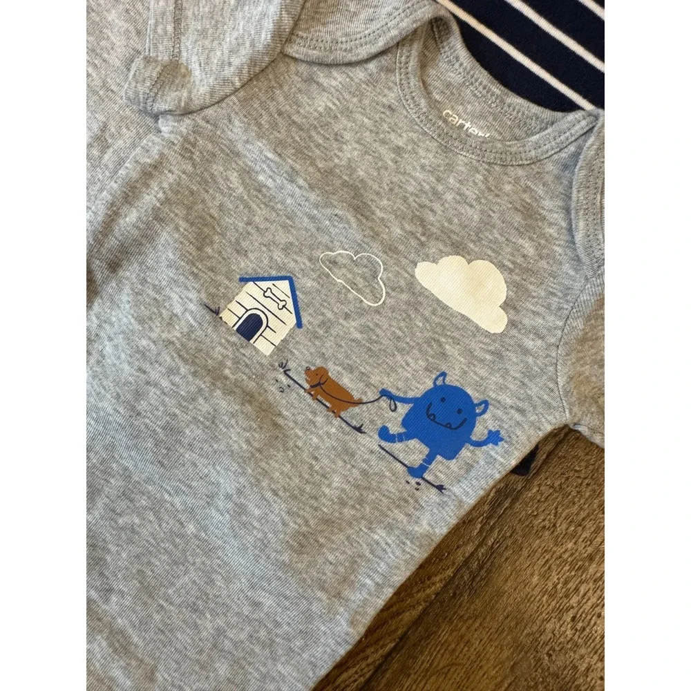 Carters Baby Boy 3 Months Bodysuits Lot Outfit Clothes Short Sleeved Shirts Dino